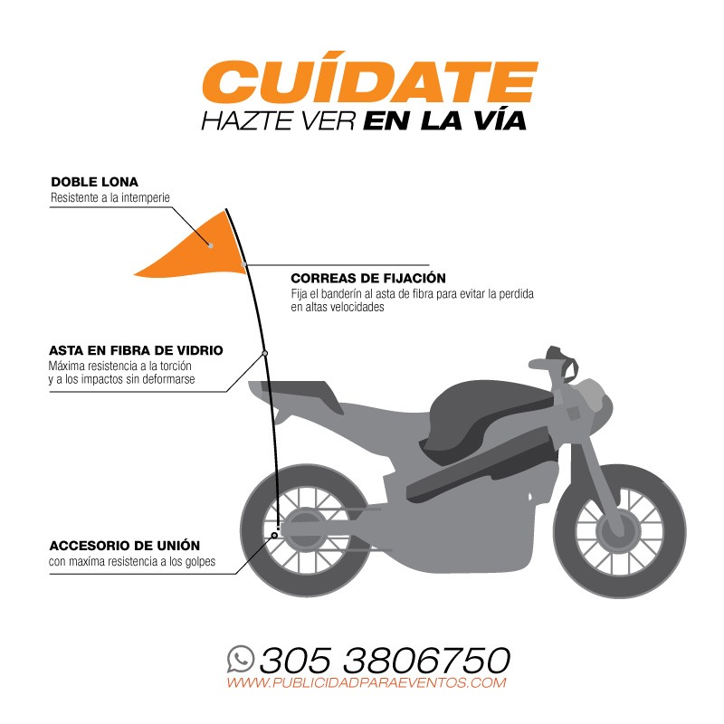 banderines de seguridad para motocicletas | bicicletas cuatrimotos remolques y trailers