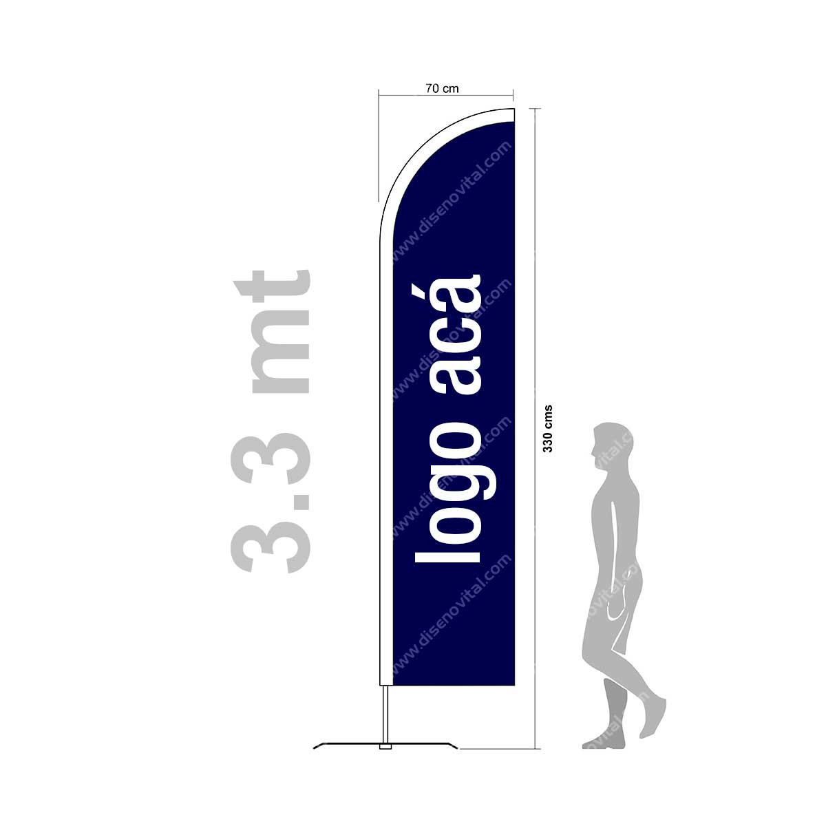 Bandera Publicitaria Vela de 3.3 mt