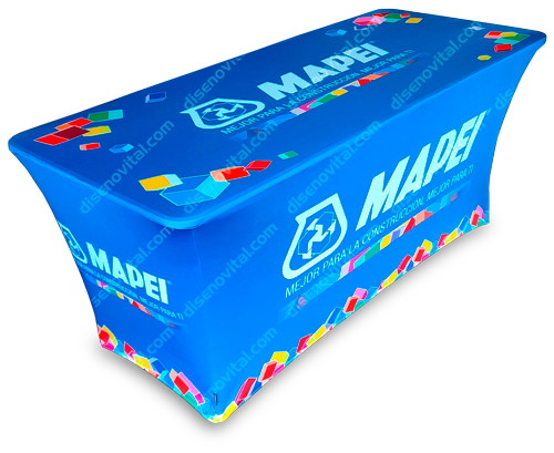 manteles spandex publicitarios personalizados en licra para mesas plegables en eventos ferias y exposiciones de medellin