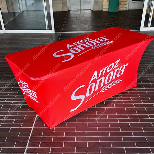 manteles spandex personalizados para mesas plegables en ferias bogota